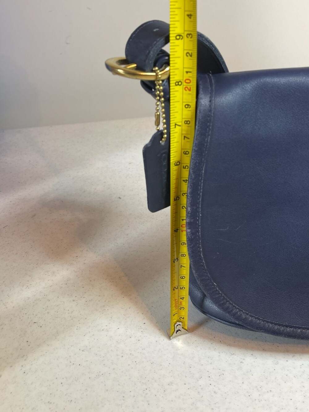 Vintage Coach Fletcher Crossbody Flap Bag in Navy Blue Leather - Picture 11 of 13